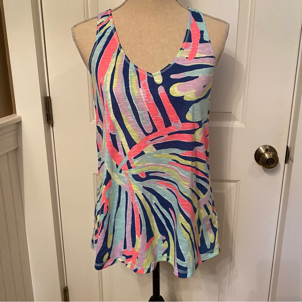 LILLY PULITZER TOP TANK RACERBACK SLEEVELESS SCOOP NECK BLUE PINK GREEN SIZE S